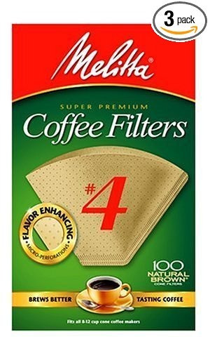 Melitta Cone Café Filtros Naturales Brown # 4, 100 Count (pa