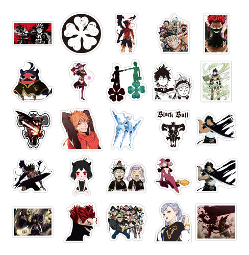 Pegatinas De Anime De Trébol Negro De 10/50/100 Piezas Para