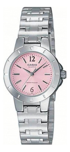 Reloj Pulsera Casio Dama Analógico Esfera Rosa Febo Color de la correa Plateado