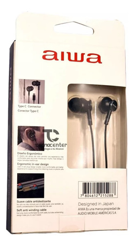 Audifonos In Ear Aiwa Conector Tipo C Aw-i30tc Negro