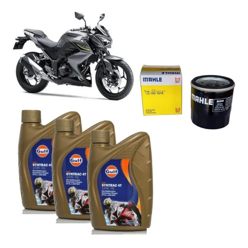 Gulf 10w40 Kit Troca Óleo Kawasaki Z300 Mahle Oc1019