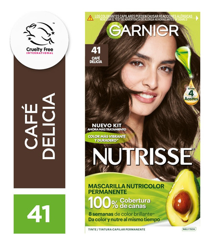 Kit De Tintura Permanente Nutrisse De Garnier Tono Tono 41 Café Delicia