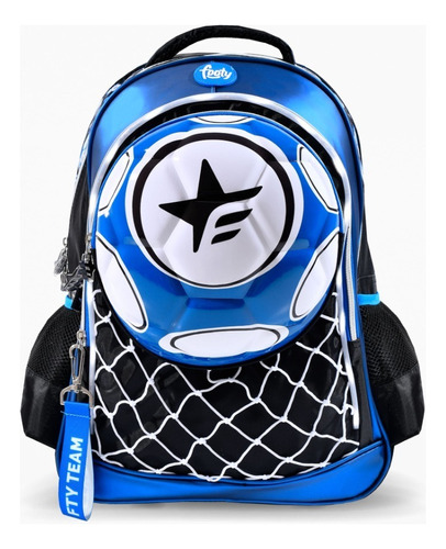 Mochila Espalda C/ Pelota Futbol 3d Y Luz Azul Footy F1753