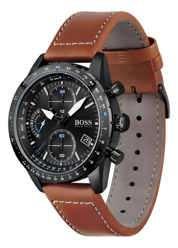 Relógio masculino de couro Hugo Boss 1513851 Pilot Edit Chrono