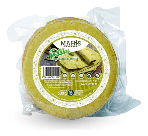 3 Pack - Tortillas Orgánicas Mahis De Linaza Y Nopal 1500g
