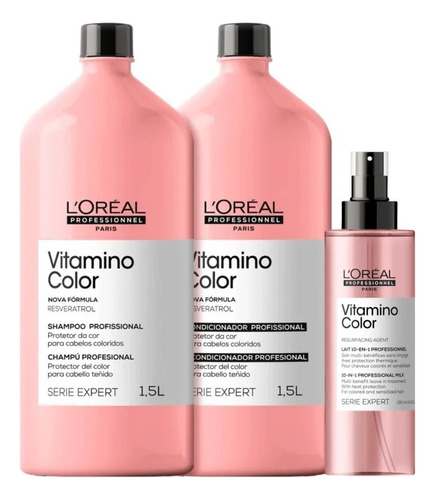  Loreal Vitamino Color Shampoo 1,5l + Cond 1,5l + Leave 190ml