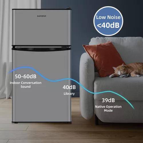 Mini refrigerador con congelador, mini refrigerador de 3.2 pies cúbicos con  2 puertas, refrigerador pequeño compacto para dormitorio, oficina, ahorro