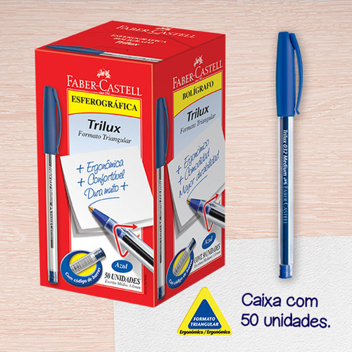 Caneta Esferográfica Média Trilux Faber Castell Azul C/50uni Cor do exterior Transparente