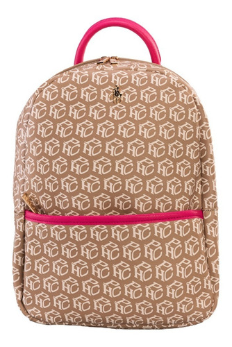 Backpack Hpc Polo Estampada Monograma Color Beige Diseño de la tela Liso