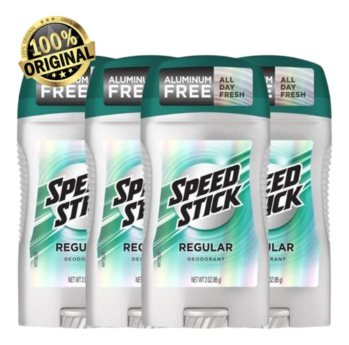 Kit C/ 4 Desodorante Speed Stick Regular Sem Alumínio Eua