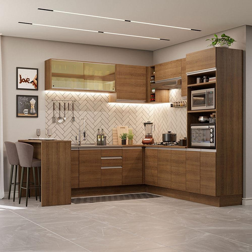 Madesa Gabinete Cocina Esquinero 504cm Glamy Color Marrón