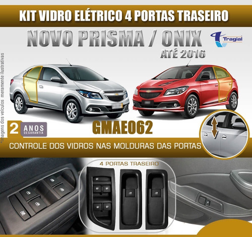 Vidro Elétrico Onix Lt Até 2016 + Kit Retrovisor Elétrico
