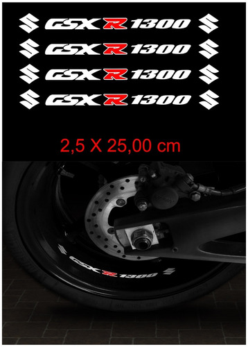 Adesivos Interno Centro Roda Moto Suzuki Gsxr 1300 Ca-10057 Cor Branco refletivo