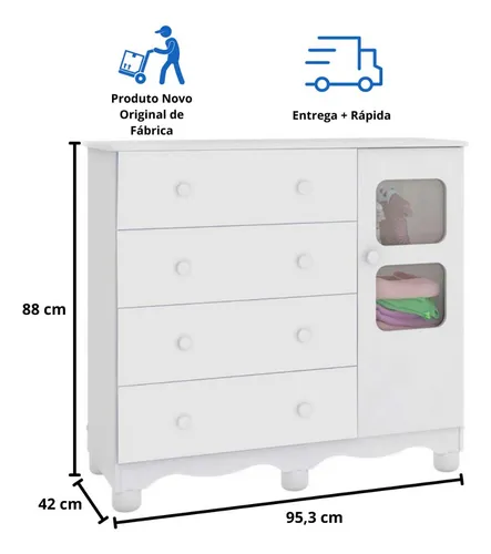 C moda De Beb Infantil Uli 1 Porta Branco Carvalho 100 mdf
