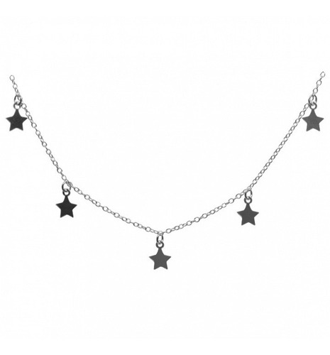 Collar Dama Cadena Colgantes Estrellas Plata 925 Caja Regalo