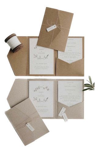 Invitaciones De Boda 15 Años Rústicas Minimalistas Con Sobre