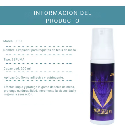 Limpiador De Goma Tenis De Mesa En Espuma 200 Ml - Loki