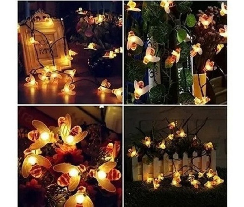 Imagen 3 de 5 de Luces Solares Navidad Guirnalda 10 Metros 50 Led Abeja