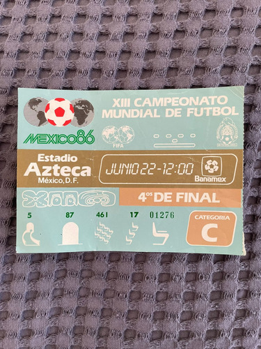 Boleto Mundial México 86 4tos De Final