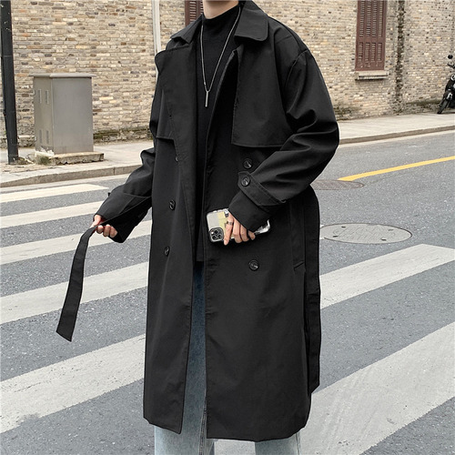 Gabardina Holgada Con Doble Botonadura Para Hombre