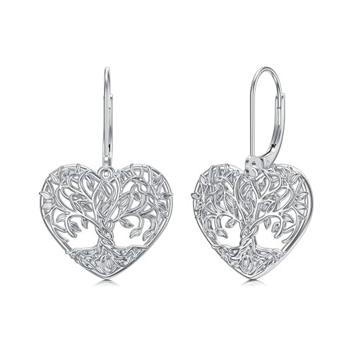 Aretes Filigrana Plata 925 Árbol De La Vida/corazón