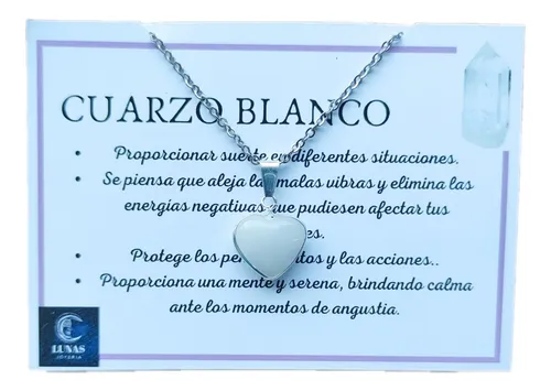 Collar Piedra Cuarzo Blanco Con Significado Regalo Acero