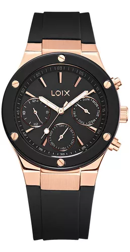 Reloj mujer L1259-4 Beige con oro rosa, tablero digital - Relojes Loix