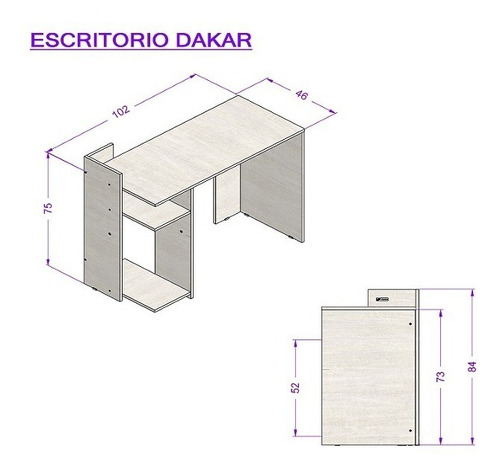 Escritorio Dakar Melamina Pc Oficina Hogar Moderno Kromo-s