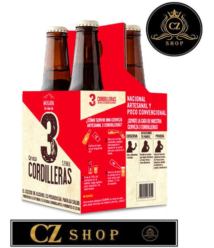 Cerveza 3 Cordilleras Mulata X4 - mL a $21