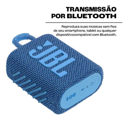 Caixa De Som Bluetooth Go 3 Eco Jbl - Azul - Vitrine Azul (Usado)