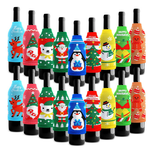 Ziliny 18 Fundas Para Botellas De Vino De Navidad, Sueter De