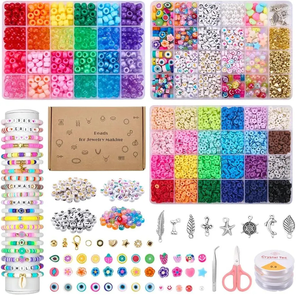 Kit para Hacer Pulseras DIY para Niñas, con Cuentas y Letras, de Cumpleaños y Navidad