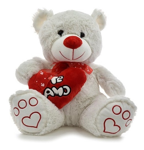 Peluche Oso 30cm Patas Marcadas Y Corazon Al Costado