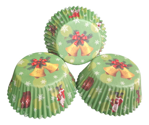 * 75 Capacillos Verde Campanas Navidad Cupcakes Fondant