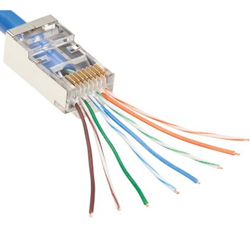 Conector Rj45 Cat6 Ftp Metalico, Pass Thru 100 Uni.