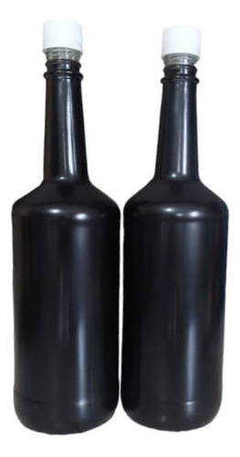 12 Botellas Litro Vidrio Negro Mate  