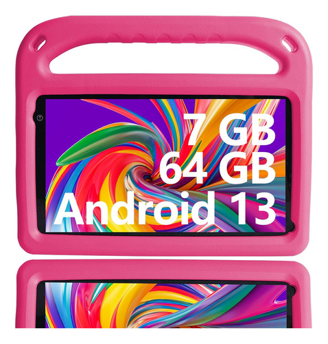 Tablet Para Niños Goodtel G7 7 Pulgadas 64gb Rom Rosa Y 7gb Ram Kids Tableta Android 13 Quad-core Bluetooth Wifi6 Parental Control Certificación Google Gms Con Funda