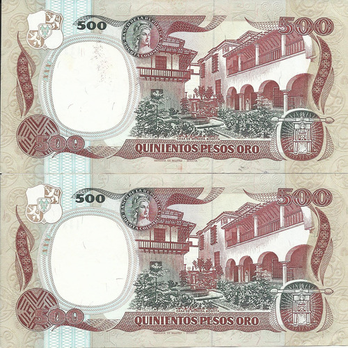 Colombia Dúo Números Consecutivos, 500 Pesos 12 Octubre 1987