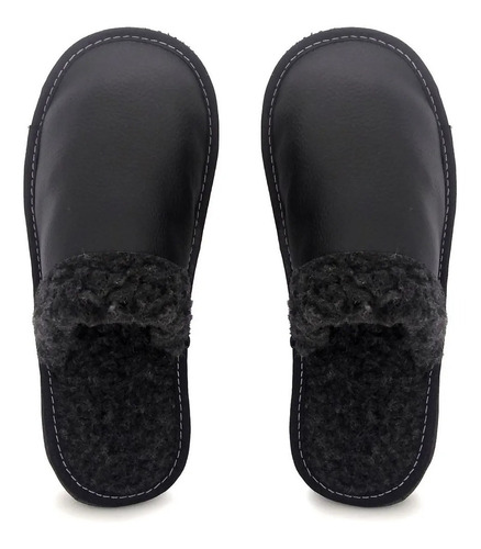 Imagen 3 de 9 de Pantuflas 957 Musita Hombre Livianas Cuero Abrigo Peluche