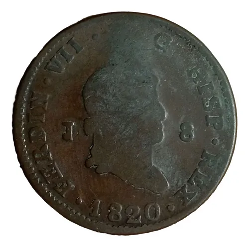 Moneda España 1820 Fernando V I I 8 Maravedis