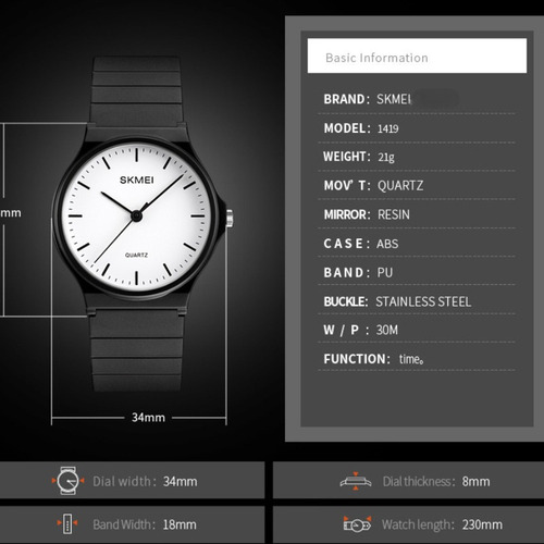 Relojes De Cuarzo Con Calendario Analógico Casual Skmei