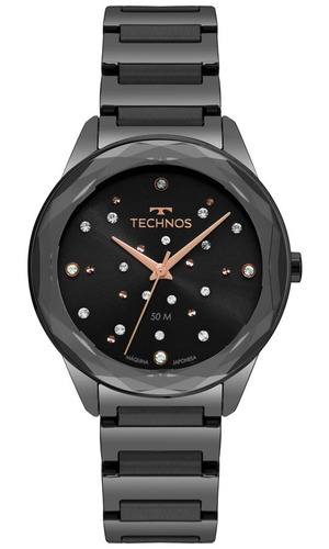 Relógio Technos Feminino Crystal Elegance 2036mkk/4p Preto