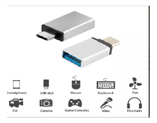 Adaptador Otg Usb Hembra A Tipo C Macho Pack X 2 Otiesca