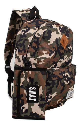 Mochila + Cartuchera Plegable Camuflado Combo Escolar