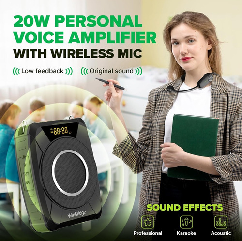 Winbridge M801 Amplificador De Voz Verde Oscuro