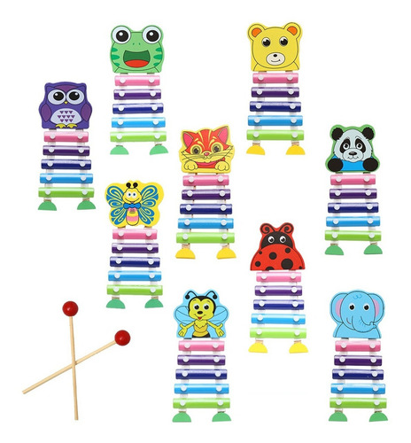 Xilofono Marimba Infantil Madera Didactico 5 Notas Animales Color Panda