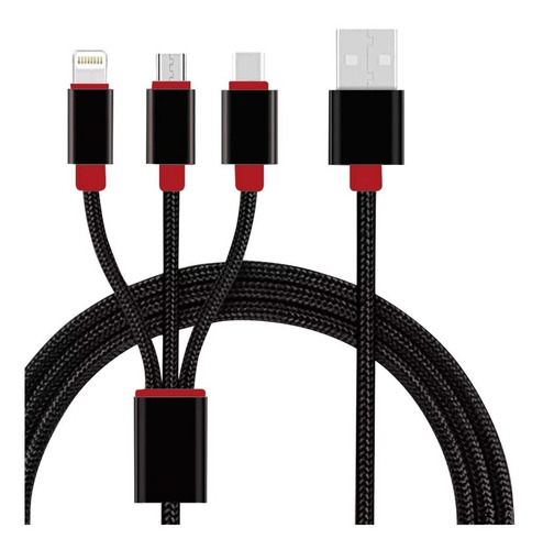 Cable Usb Reforzado 3-1 Micro Usb - Tipo 3 Entradas 