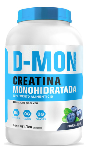 Creatina Suplemento Monohidratada D-mon 1 Kg 200 Servicios Sabor Mora Azul