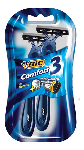 Rastrillos Desechables Bic Comfort 3 Piel Normal 2 Piezas