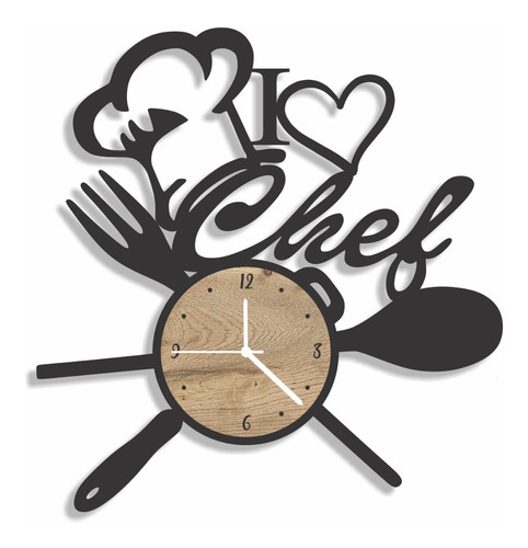 Reloj De Pared En Madera Chef Decorativo